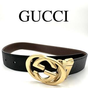 GUCCI グッチ ベルト インターロッキング ロゴバックル GGロゴ レザー