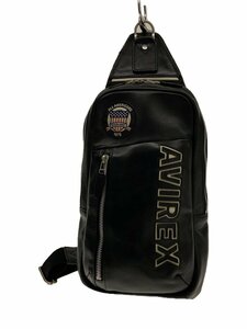 AVIREX◆VARSITY LEATHER ONE SHOULDER BAG/レザー/BLK/AVX5620