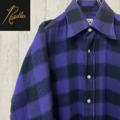 【激レア】Needles ニードルス　ネルシャツ　チェックシャツ　完売モデル　紫