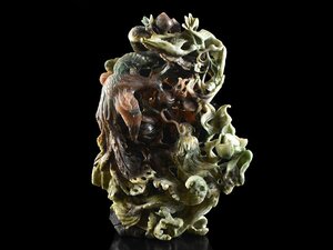 【雲】某名家収蔵品 極上 中国古玩 唐物 石玉 翡翠 花鳥彫刻置物 高さ26.3cm 古美術品 (旧家蔵出)Y614 LTDjhuy