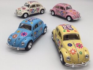 1/32 クラシックビンテージルック ビートル ラブ＆ピース パステルカラー お得な4色コンプリートセット ミニカー フォルクスワーゲン