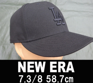 ■NEW ERA LA帽子 7-3/8 58.7㎝ 黒色 送料:定形外390円