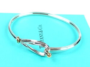 美品　ティファニー　TIFFANY　希少デザイン　ストライプ　ラブノット　コンビ　バングル　シルバー925/750イエローゴールド　YAS-7310