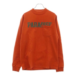 HYSTERIC GLAMOUR ヒステリックグラマー PARADISEロゴ 胸ポケット プリント長袖Tシャツ オレンジ