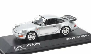 ミニチャンプス 1/43 ポルシェ 911 (964) ターボ 1990 シルバー MINICHAMPS PORSCHE 限定500台 ミニカー