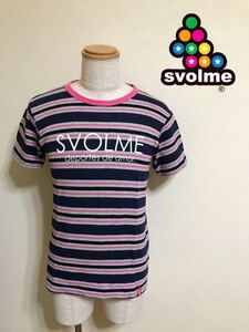 SVOLME スボルメ ボーダー Tシャツ トップス サイズM 半袖 ボーダー柄 ネイビー グレー ピンク 黒 133-00410-0 フットサル