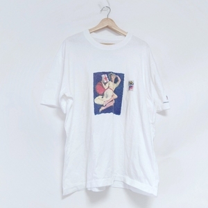 パパス Papas 半袖Tシャツ サイズLL - 白×ネイビー×マルチ メンズ クルーネック トップス