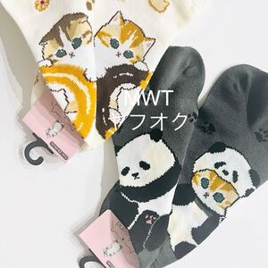 2247077 アンクルソックス　パンダ　ドーナツ　モフサンド　レディース　ファッション　スニーカーソックス　靴　靴下　ねこ　MWT