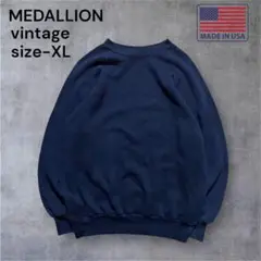 【USA製】80s MEDALLION スウェット ラグラン L 濃紺