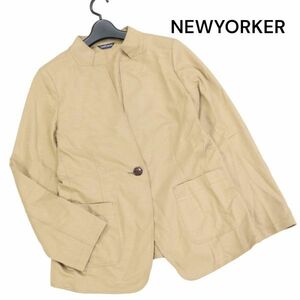 NEWYORKER ニューヨーカー 秋冬 ストレッチ ウール 1B ジャケット Sz.13　レディース 大きいサイズ 日本製 ベージュ　K3T00792_A#N