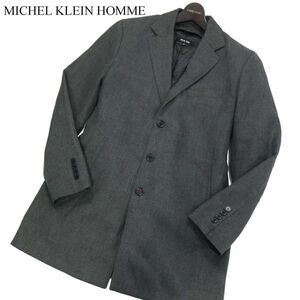 MICHEL KLEIN HOMME ミッシェルクラン オム 秋冬 ダウン ライナー★ チェスター コート Sz.46　メンズ グレー 定価5.2万★　I3T01896_B#N