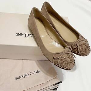 セルジオロッシsergio rossiフラットシューズ茶36.5バレエシューズ,