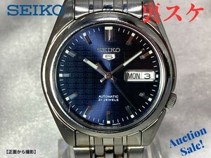 【可動品】SEIKO セイコー5 デイデイト裏透け 黒文字盤 自動巻　ヴィンテージ