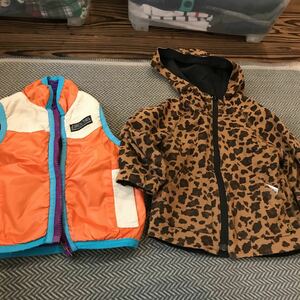 キッズ リバーシブル アウター ジャンバ パーカー ダウンベスト フリース ヒョウ柄 子供服