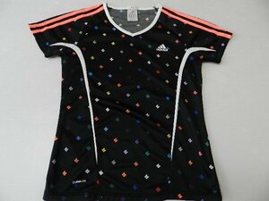 レディース！■adidas/アディダス製！【★ブラック×カラフル模様！/CLIMA365！】ウエア・Tシャツ！/Mサイズ