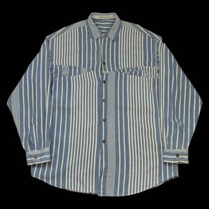 90s Marithe Francois Girbaud Design Pocket Stripe Shirt made in USA 90年代 マリテフランソワジルボー ストライプシャツ アメリカ製