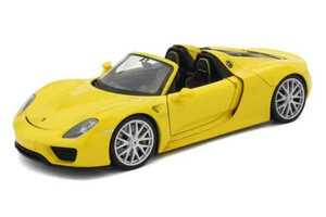 送料510円 ウィリー WELLY 1/24 ポルシェ 918 スパイダー(コンバーチブル)イエロー [No.WE24055Y] ①