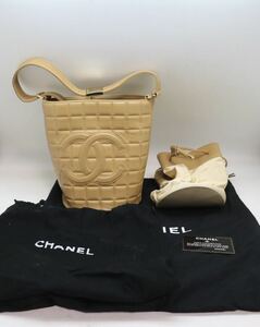 シャネル/CHANEL/チョコバー/ココマーク/バケットショルダーバッグ/ベージュ/ヴィンテージ