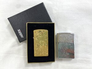 【5NA南02004F】★1円スタート★ZIPPO★ジッポー★ライター★ベネチアン鏡面★２点ゴールドシルバーセット★喫煙具★現状品