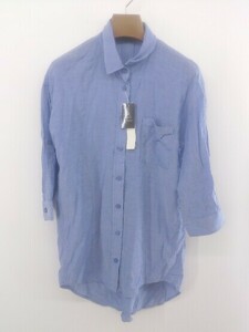 ◇ ◎ ●美品● AZUL BY MOUSSY アズールバイマウジー タグ付 長袖 ブラウス カットソー サイズS ブルー系 レディース P