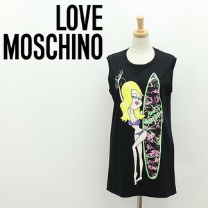 ◆LOVE MOSCHINO ラブ モスキーノ ガールプリント ノースリーブ トップス カットソー 黒 ブラック 40