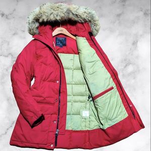 超弩級!!!別格モデル!!!【ウールリッチ WOOLRICH】ど迫力◎アークティック フーディダウンコート ジャケット リアルファー レッド L相当