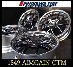 【1849】KZ52201105◆AIMGAIN CTM ◆19x8.5J/9.5J 5穴 PCD114.3 +29/+43◆4本◆前後違い