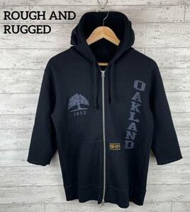 ROUGH and RUGGED 5部袖スウェットパーカー ジップ ナンバリング　ラフアンドラゲッド