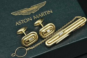 アストンマーチン ASTON MARTIN タイピン タイバー カフスセット K18YG/ダイヤモンド【希少品】