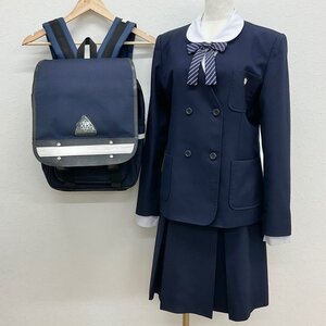 U673/S1176(中古/箱)宮城県 河南東中学校 女子制服6点 /170A/175/W69/ブレザー/ブラウス/スカート/リボン/旧リュック/夏冬/学生服/卒業生品