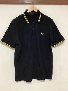 ゆ1361 イングランド製 FRED PERRY フレッドペリー 半袖ポロシャツ 111CM ブラック 