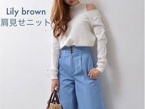 ★新品・未使用★LilyBrown 透かし編み　オフホワイト 肩見せ　ニット　リリーブラウン　フリーサイズ