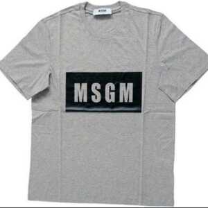 【S】MSGM エムエスジーエム/半袖Tシャツ/パネルロゴプリント/1000MM67/グレー