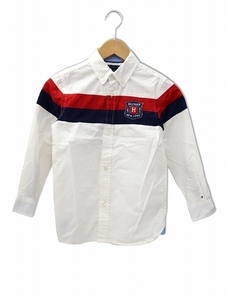 トミーヒルフィガー TOMMY HILFIGER ロゴワッペン 長袖 コットン ボタンダウンシャツ S WHITE ホワイト キッズ