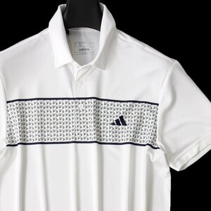 新品 春夏 アディダス ゴルフ メンズ 半袖 ポロシャツ 2XL 白 adidas GOLF シャツ AEROREADY ウェア スポーツ サマー 総柄 ◆CG2360C