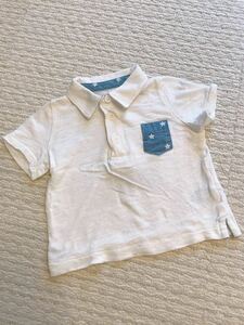 60 baby GAP ギャップ シャンブレーポケット ポロTシャツ ホワイト 白 デニム 星 スター 保育園 半袖 yshop子供服60