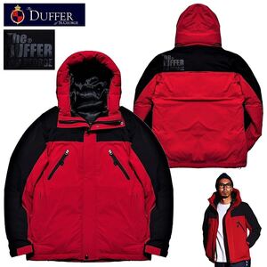 サファリ掲載! 極美品 定4.4万 極暖! DUFFER ダファー SCHLAF DOWN JACKET ストレッチ性 ナイロンタフタ フーデッド ダウンジャケット L 赤