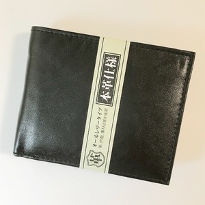 ya763 【新品・未使用】2002 c-9 genuine leather kws original フルレザー　本革　二つ折り財布　小銭入れ有り　札入れ有り　黒