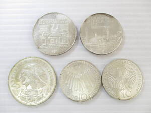 2502004-014 外国銀貨 メキシコオリンピック 25ペソ銀貨/ドイツ ミュンヘンオリンピック10マルク銀貨等 計5枚