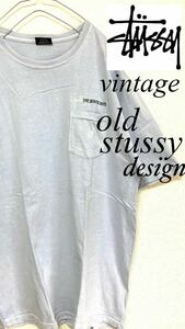 stussy ステューシー tシャツ ポケット 刺繍 オールド ビンテージ レア オールドステューシー 半袖カットソー Tシャツ 