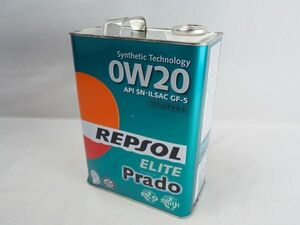 6T240502 保管品 REPSOL レプソル モーターオイル エリート・プラド 0W-20 4L×1缶 4サイクルガソリンエンジン用 100%化学合成油