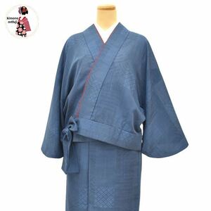 1円 美品 二部式着物 夏 セパレート型 青系 小紋 カジュアル 着物 同梱可 【kimonomtfuji】 3nfuji45257