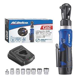 ● ACDelco G12 12V 充電式 コードレス ラチェットレンチセット 3/8”(9.53mm) ラチェットヘッド 最大トルク45ft-lbs(60Nm) 正逆転切替