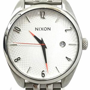 美品 NIXON ニクソン THE BULLET 腕時計 15J クオーツ アナログ ラウンド シルバー オレンジ ウォッチ コレクション 電池交換済み 動作OK