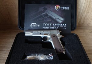 精巧1/2スケール　ミニチュアモデルガン　コルトM1911A1 シルバー　　 ミニチュアモデルガン　　ミリタリー　トイガン　モデルガン