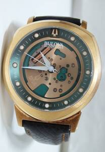 24M BULOVA ACCUTRON II ブローバ アキュトロンII 2 クオーツ 97A122 動作品 SS 金色 ゴールド GOLD 1円スタート