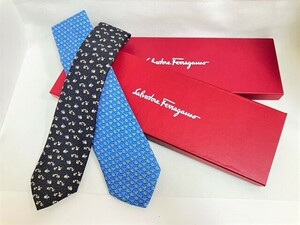 ☆1円～ 未使用 Salvatore Ferragamo サルヴァトーレフェラガモ メンズ 男性 紳士 ネクタイ 2点☆