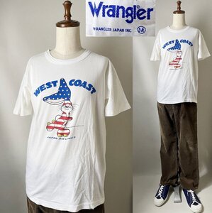 ★【希少 70s コピーライト有】名作 ビンテージ Wrangler ラングラー WEST COAST JAPAN AIR LINES プリント 半袖 Tシャツ サイズ M 白 古着