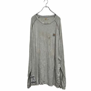 carhartt FR 長袖 ロゴTシャツ 2XL ライトベージュ カーハート メキシコ製 ビッグサイズ ロンT 古着卸 アメリカ仕入 a603-5952