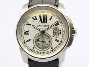 【 カルティエ CARTIER 】 腕時計 W7100013 カリブルドゥカルティエ 45mm SS 革 デイト 自動巻 裏スケ メンズ 箱 新着 70024-1